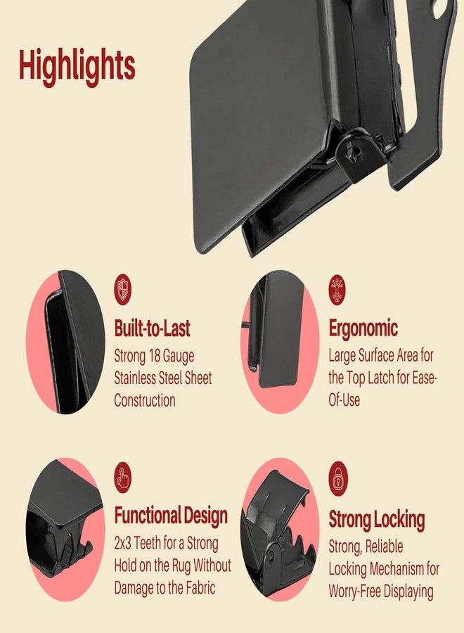 Wise Linkers Wall Clips Matte Black for Hanging Rugs and Animal Hides (Pack of 6) Rug Grippers/Clips/Hangers - Image 4